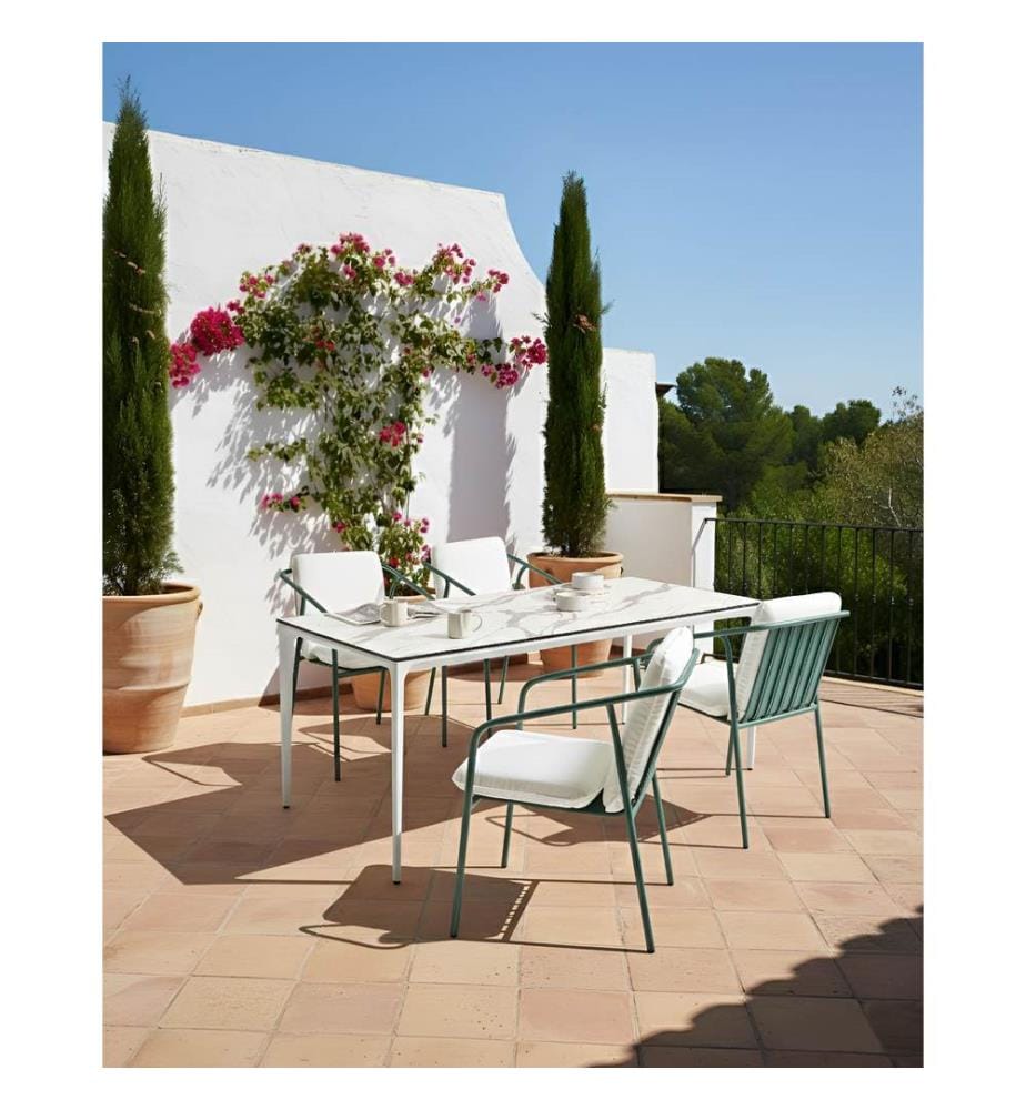 Lot de 4 chaises de jardin avec coussins ASCIANO Métal Vert