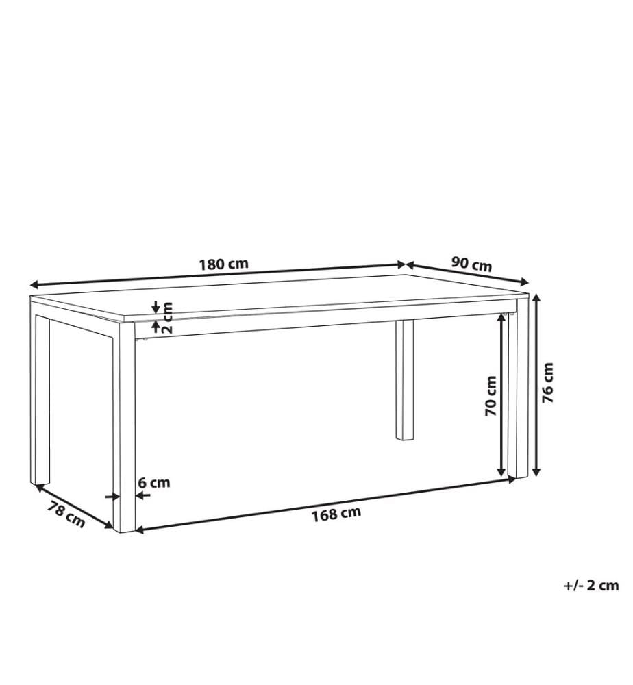 Table de salle à manger de jardin GROSSETO 180 cm 90 cm Verre de sécurité Noir