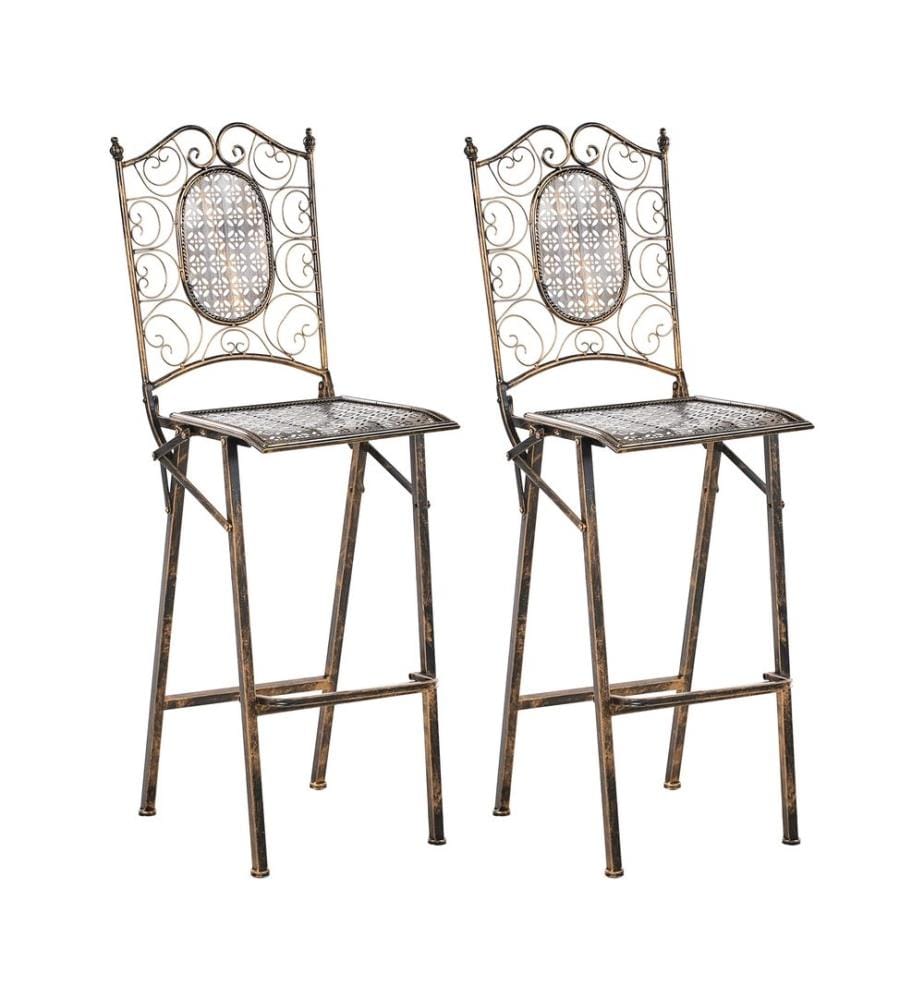 Lot de 2 chaises de bar de jardin BORMIO Pliant Métal Noir