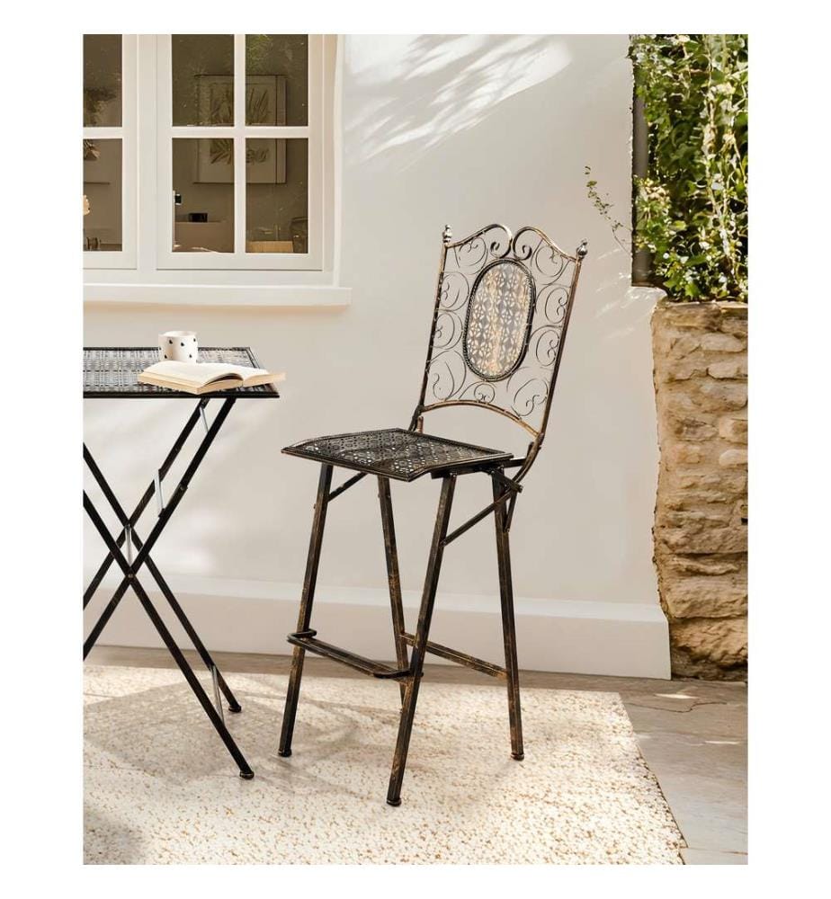 Lot de 2 chaises de bar de jardin BORMIO Pliant Métal Noir