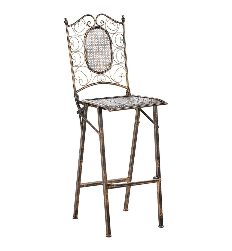 Lot de 2 chaises de bar de jardin BORMIO Pliant Métal Noir