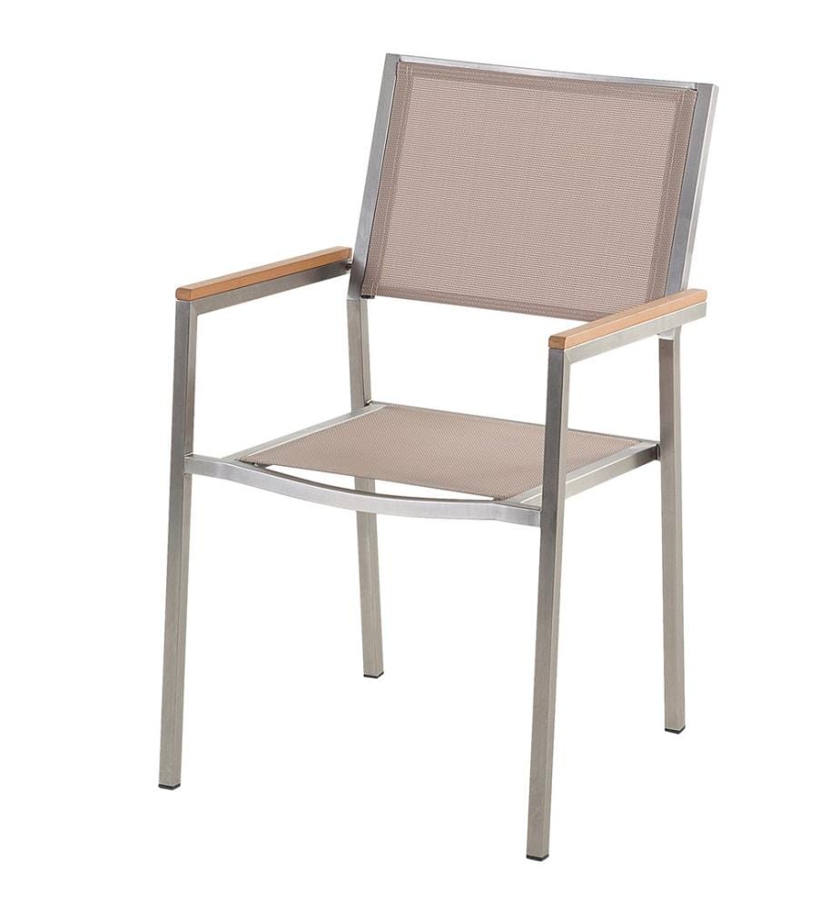 Lot de 4 chaises de jardin GROSSETO Acier inox Beige