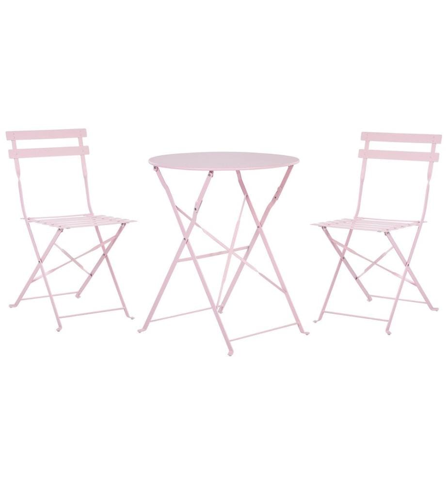 Ensemble bistrot Pliant FIORI Métal Rose pastel