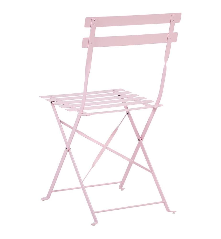Ensemble bistrot Pliant FIORI Métal Rose pastel