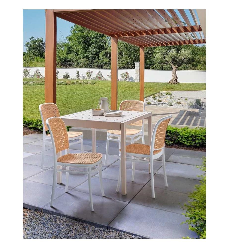 Lot de 4 chaises de jardin PLOSE Blanc/beige