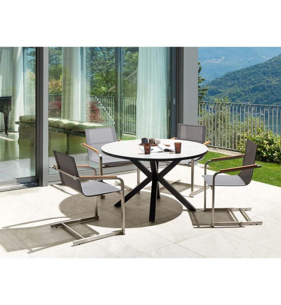 Salle à manger de jardin 4 places MALETTO/COSOLETO Métal Gris