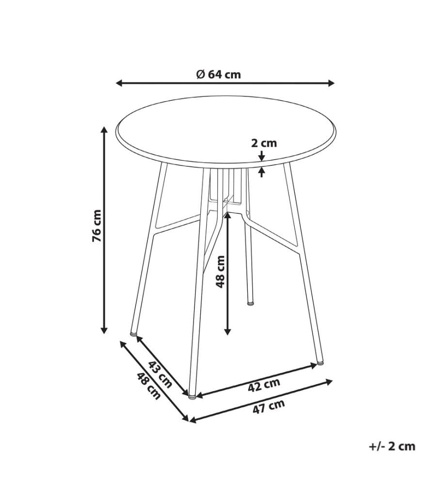 Table bistrot TALTAL 64 cm 64 cm Métal Noir