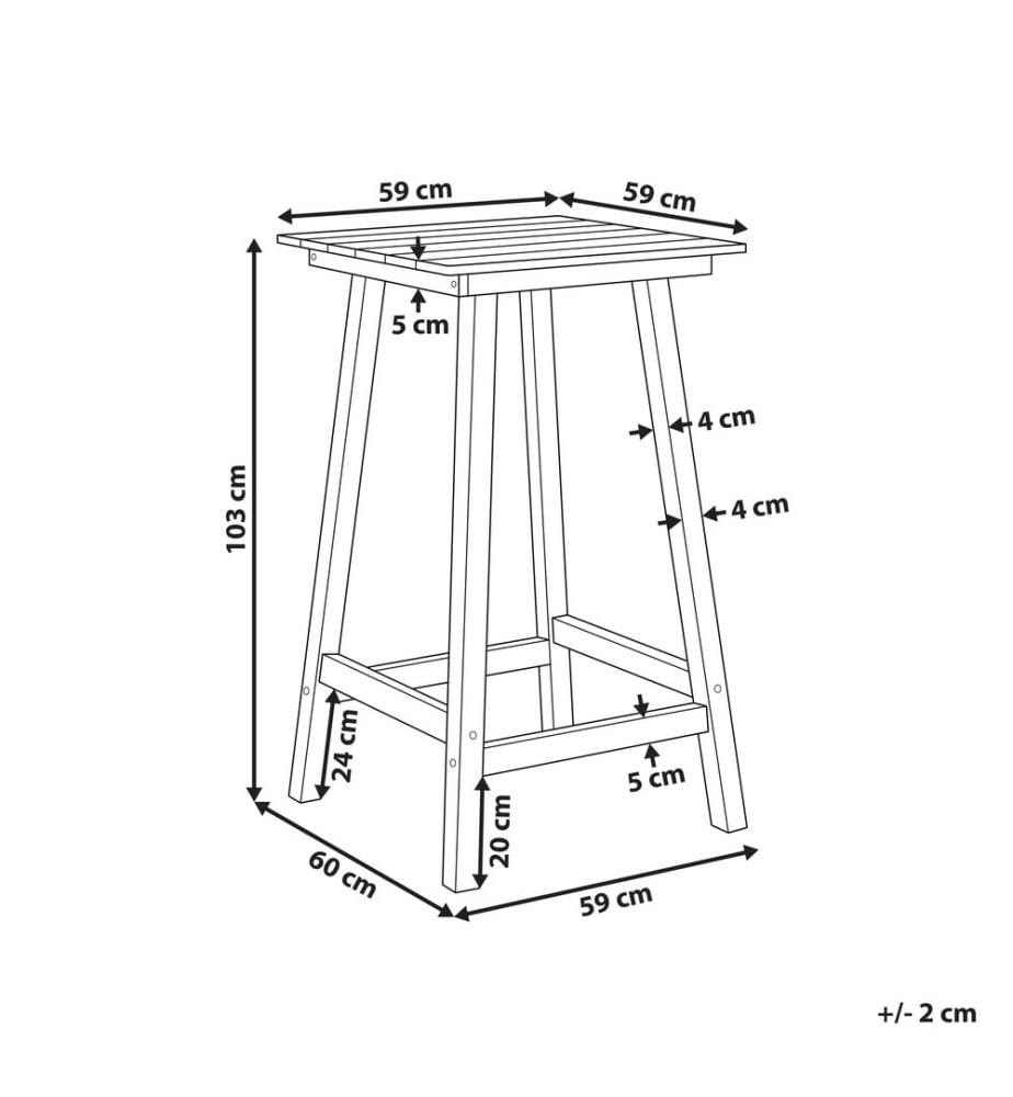 Table de bar de jardin ADIRONDACK 60 cm 59 cm Matière synthétique Rouge
