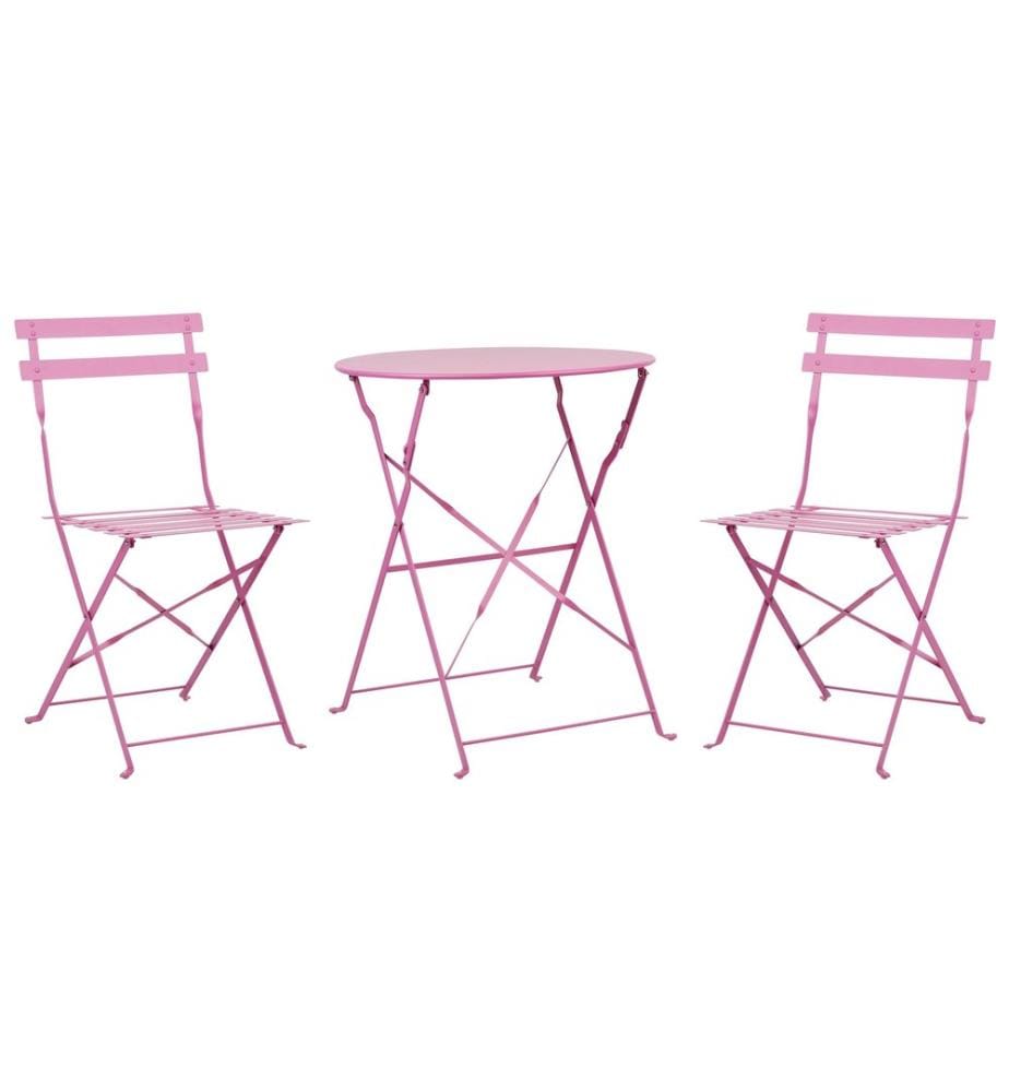Ensemble bistrot Pliant FIORI Métal Rose