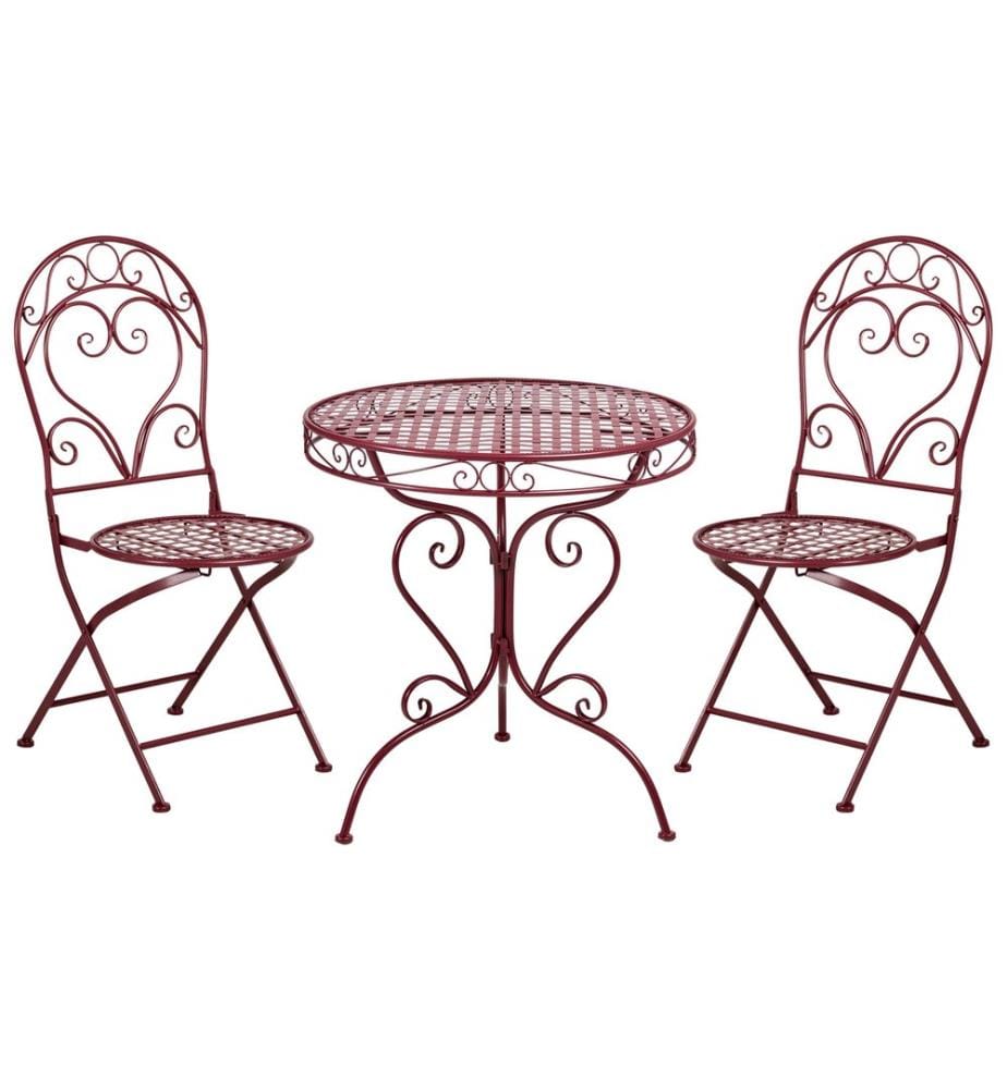 Ensemble bistrot ALBINIA Métal Rouge Bordeaux