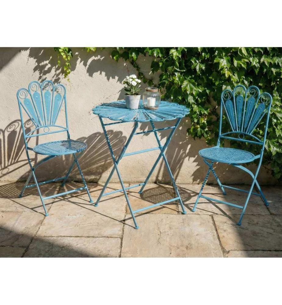 Ensemble bistrot Pliant PAVIA Métal Bleu