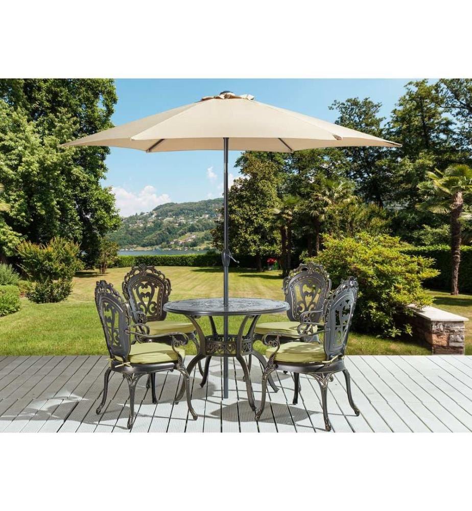 Salle à manger de jardin 4 places SAPRI avec parasol (16 options) Métal Marron foncé