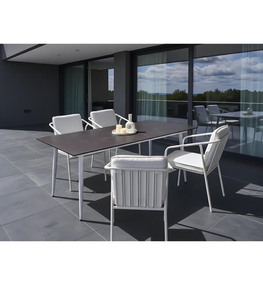Table de salle à manger de jardin TOLENTINO 180 cm 90 cm Effet marbre Marbre gris
