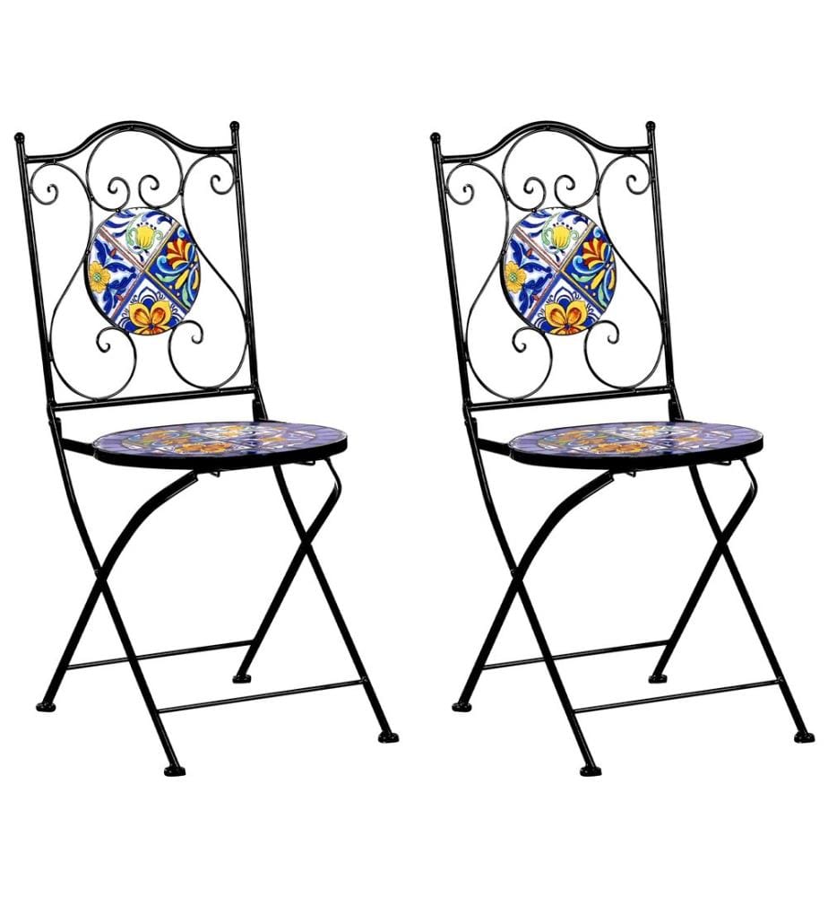 Lot de 2 chaises de jardin CORIANO Pliant Métal Noir