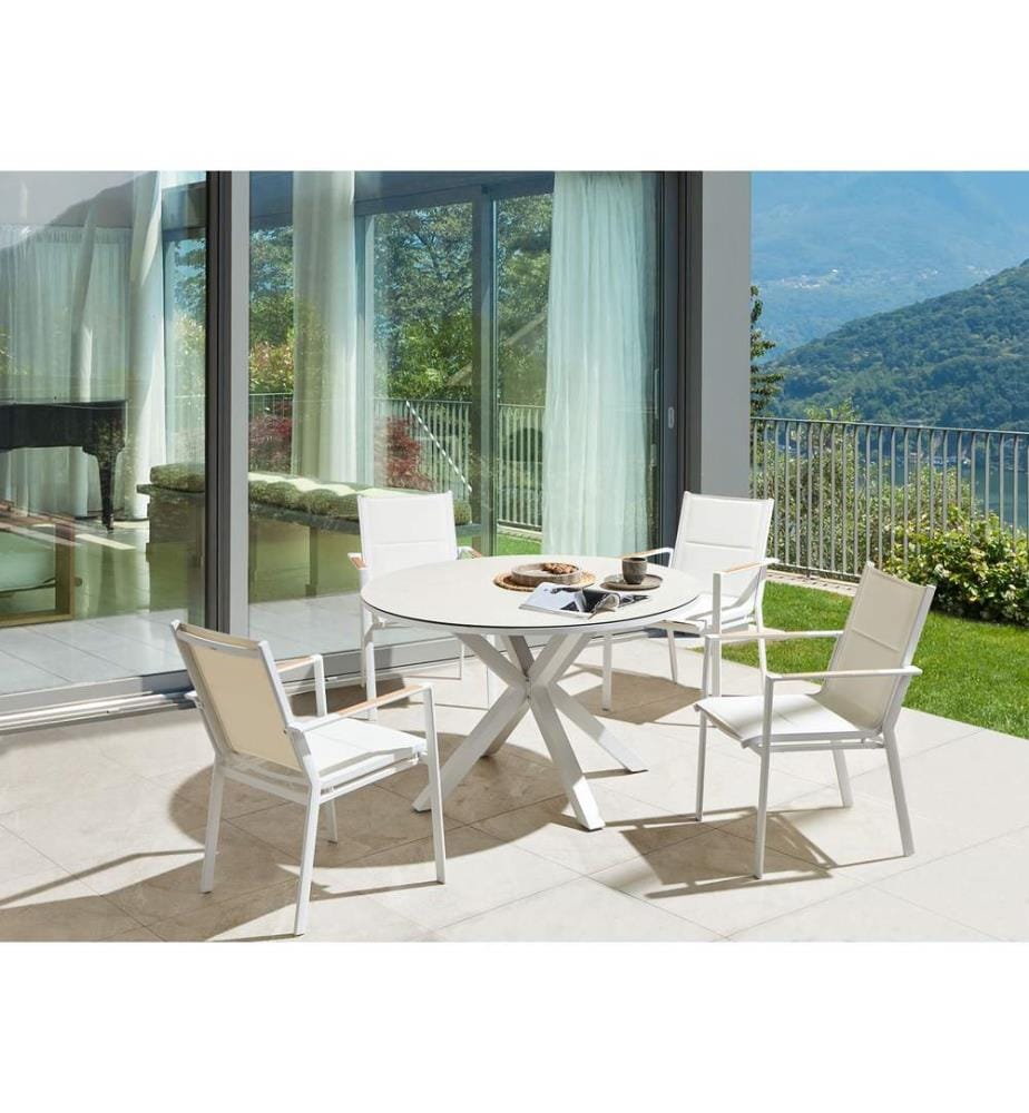 Salle à manger de jardin 4 places MALETTO/BUSSETO Métal Blanc