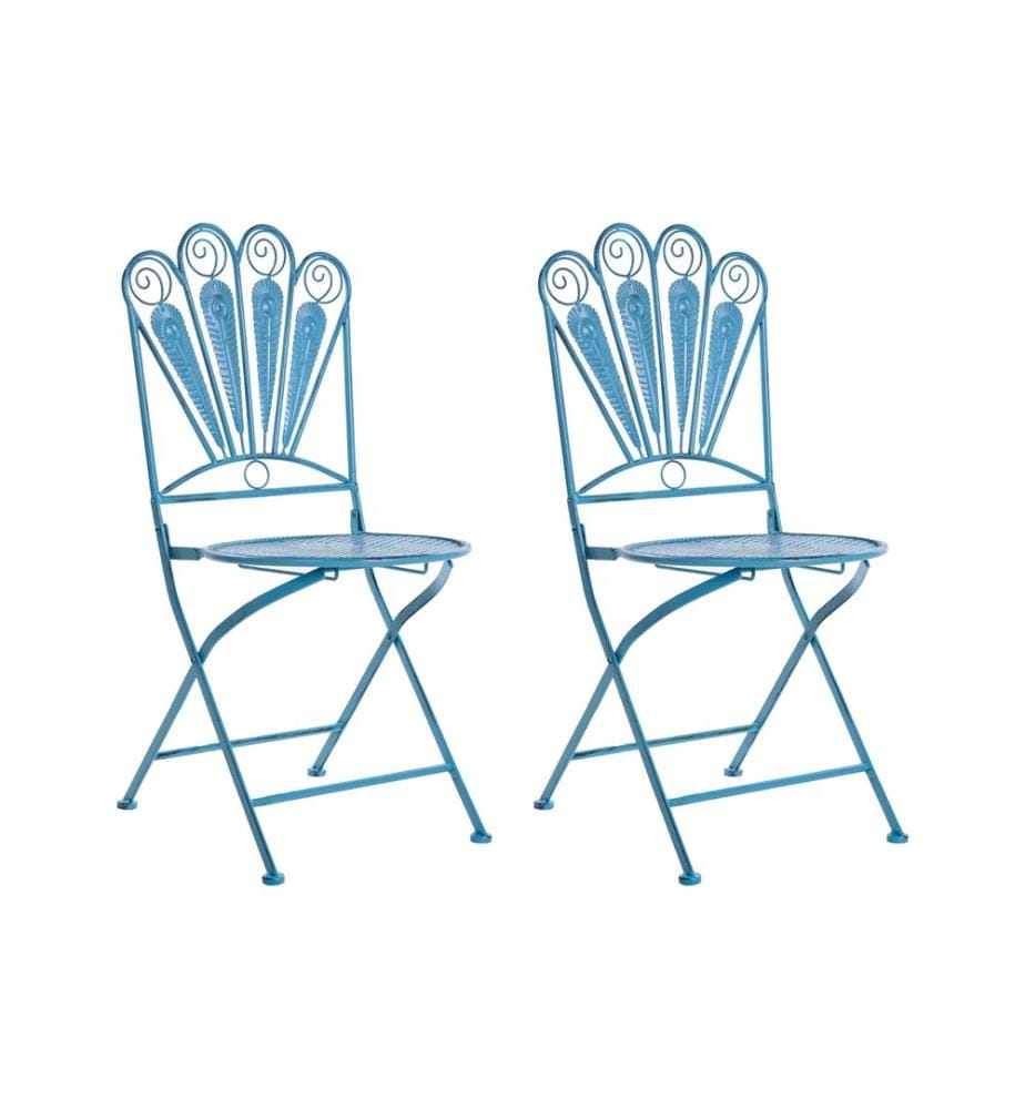 Lot de 2 chaises de jardin PAVIA Pliant Métal Bleu
