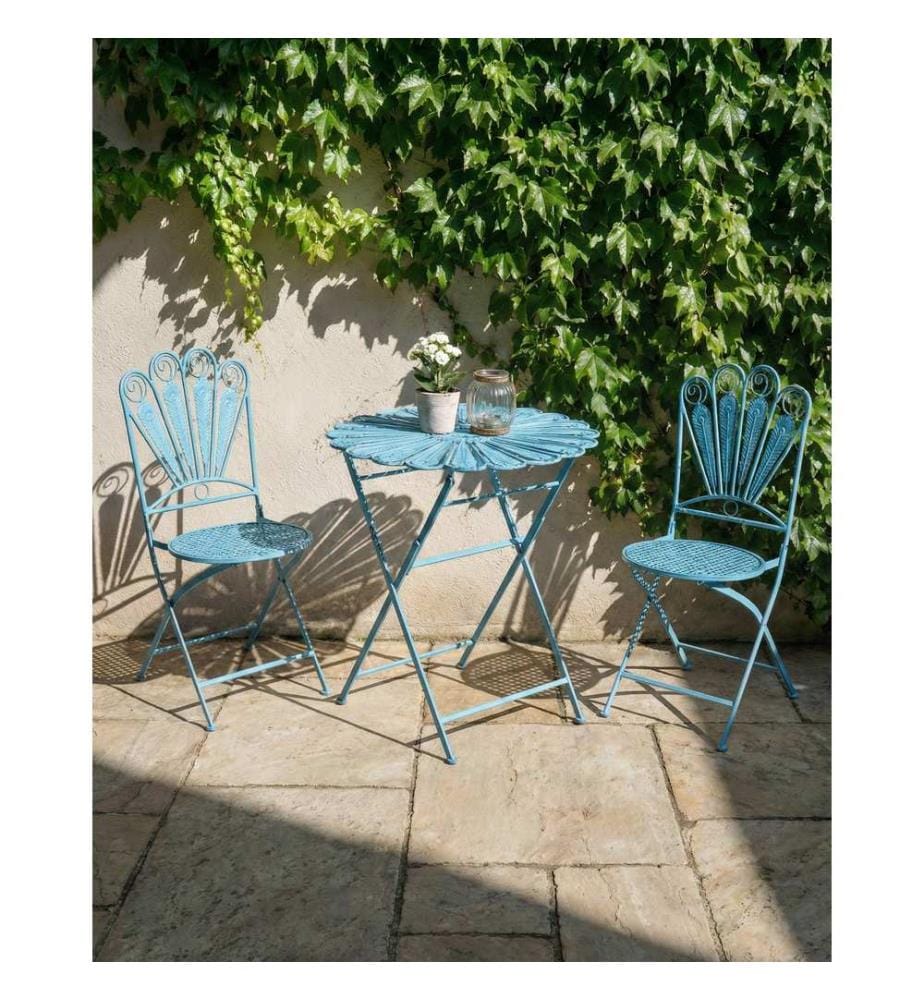 Lot de 2 chaises de jardin PAVIA Pliant Métal Bleu