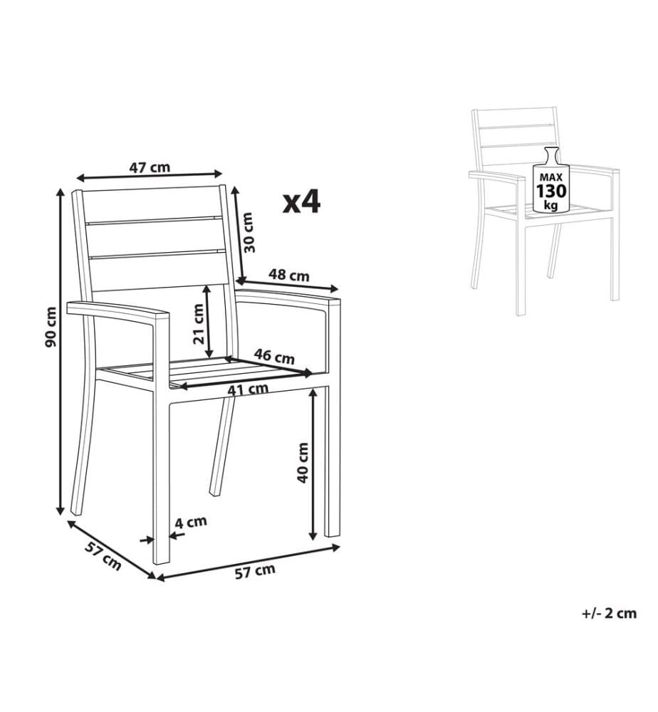 Lot de 4 chaises de jardin PRATO Gris