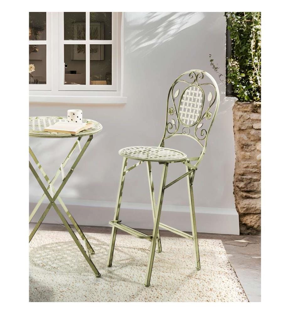 Lot de 2 chaises de bar de jardin BIVIO Pliant Métal Vert clair