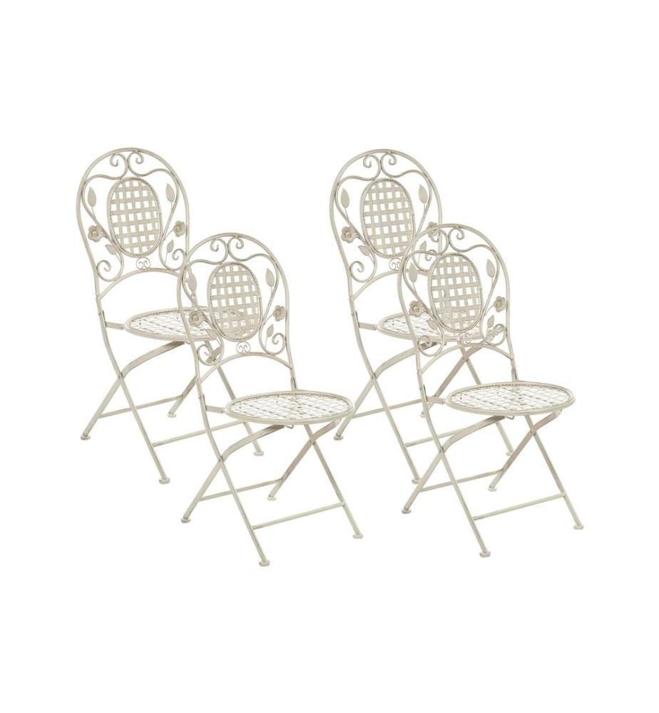 Lot de 4 chaises de jardin BIVIO Pliant Métal Blanc cassé