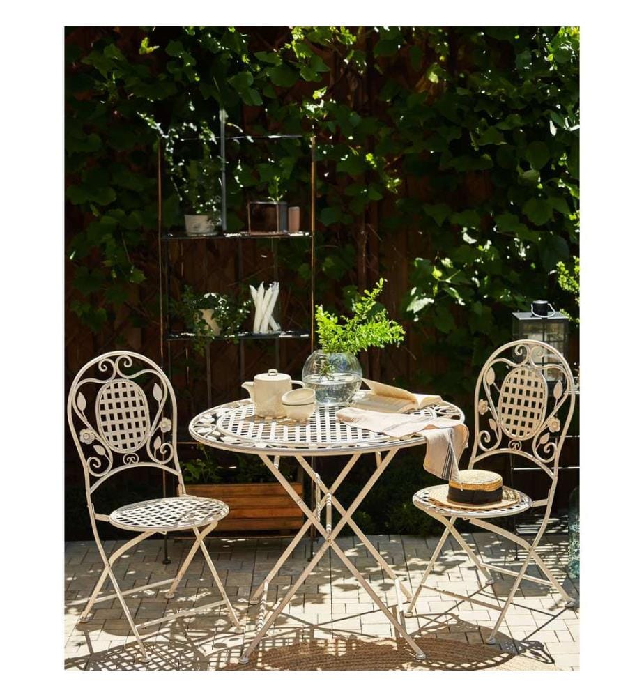 Lot de 4 chaises de jardin BIVIO Pliant Métal Blanc cassé