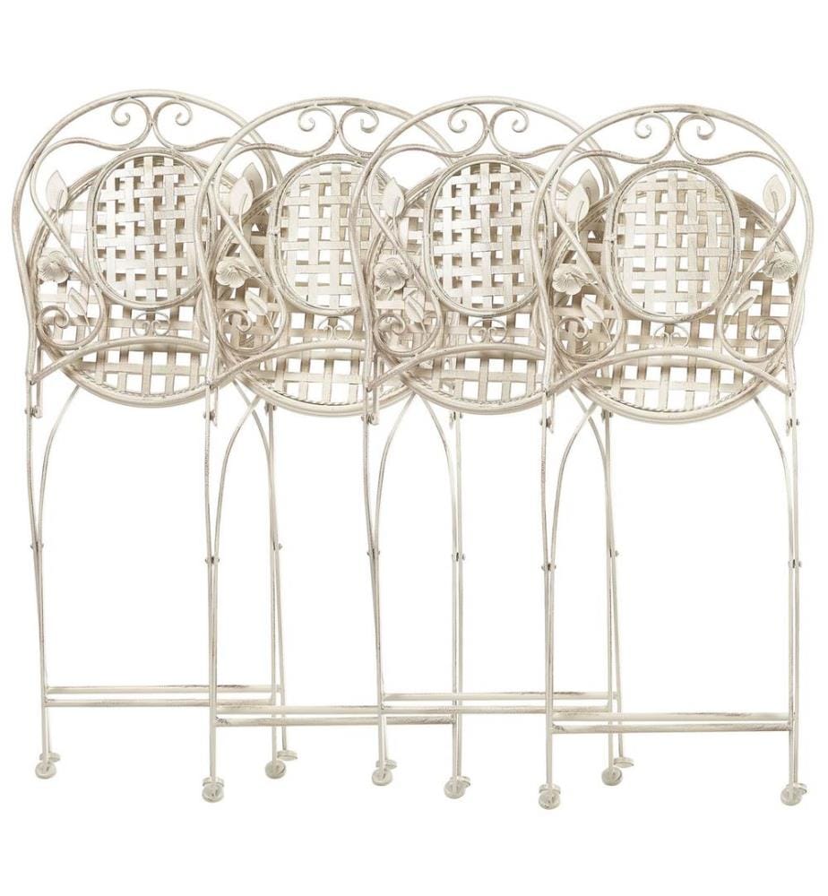 Lot de 4 chaises de jardin BIVIO Pliant Métal Blanc cassé