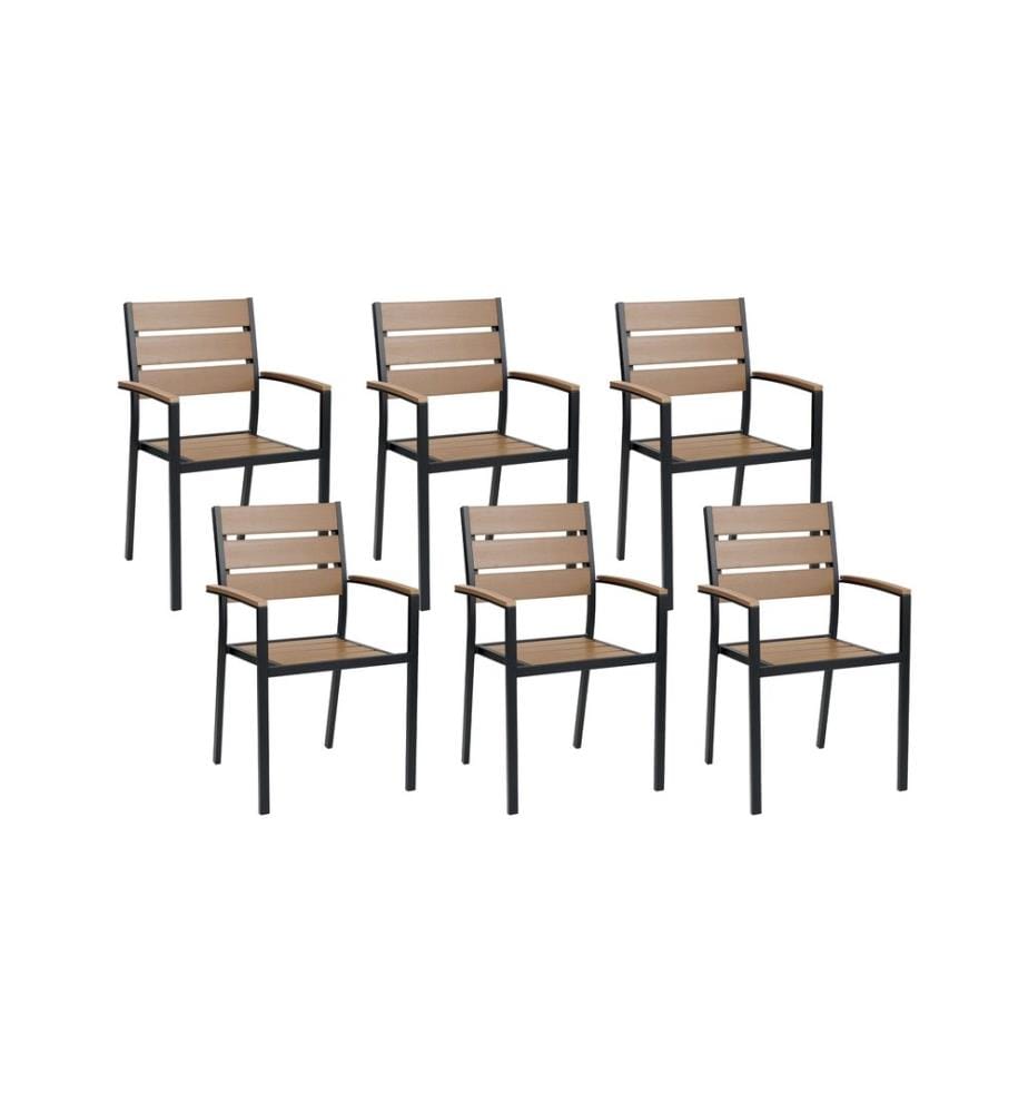 Lot de 6 chaises de jardin VERNIO Marron/noir