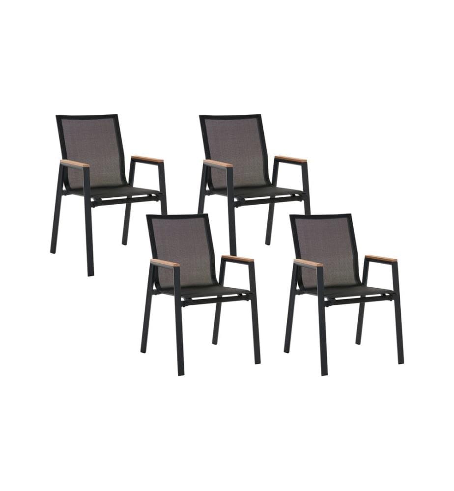 Lot de 4 chaises de jardin TIANO Métal Noir