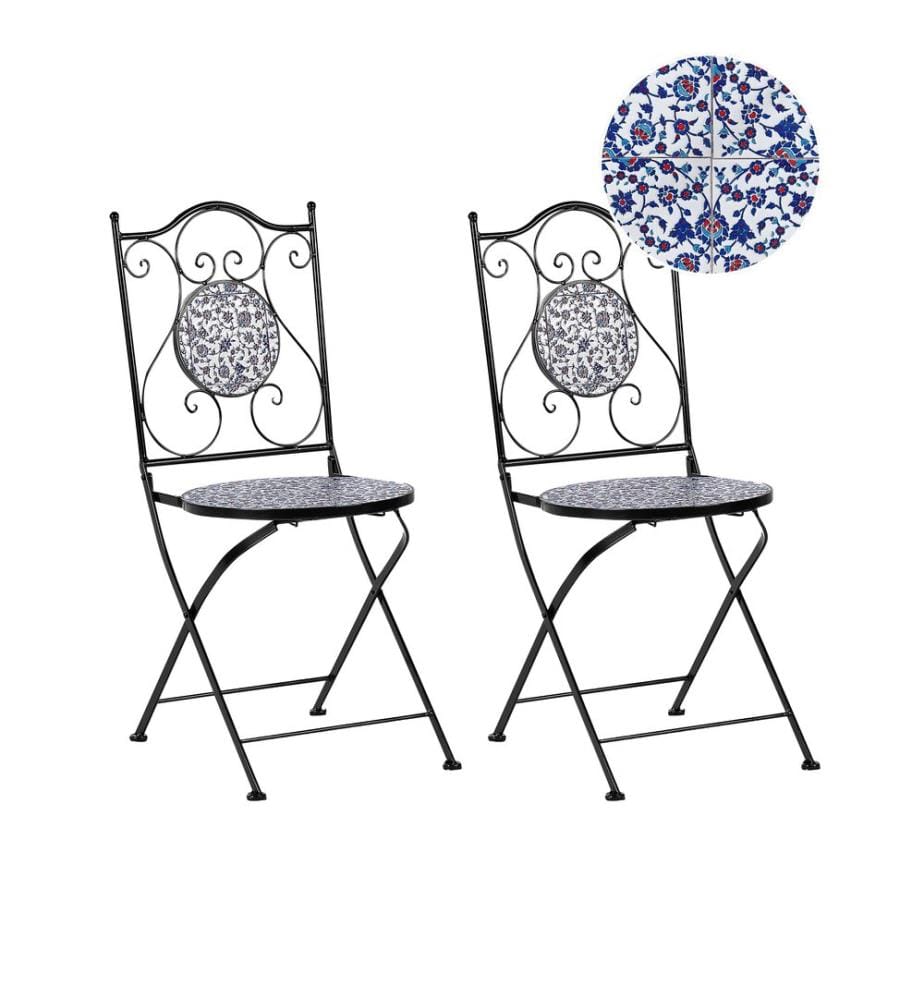 Lot de 2 chaises de jardin CAMPRENA Métal Noir