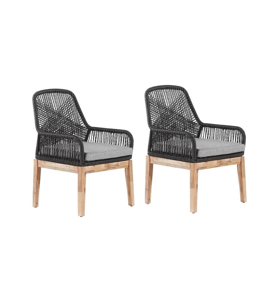 Lot de 2 chaises de jardin avec coussins OLBIA Matière synthétique Noir