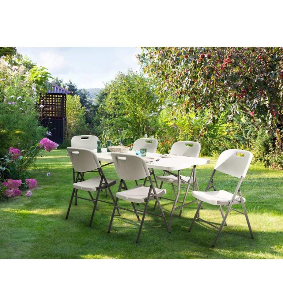 Table de salle à manger de jardin pour 6 personnes CUGNOLI 180 cm 74 cm Blanc