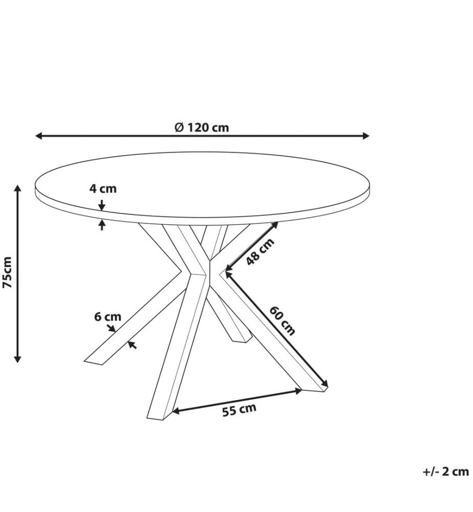 Table de salle à manger de jardin MALETTO 120 cm 120 cm Verre Noir