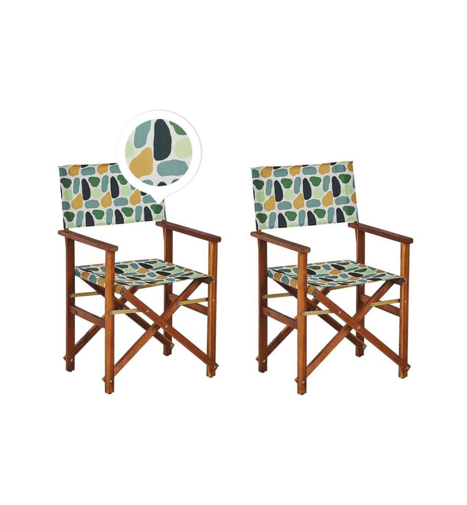 Lot de 2 chaises de jardin CINE Acacia Multicolore