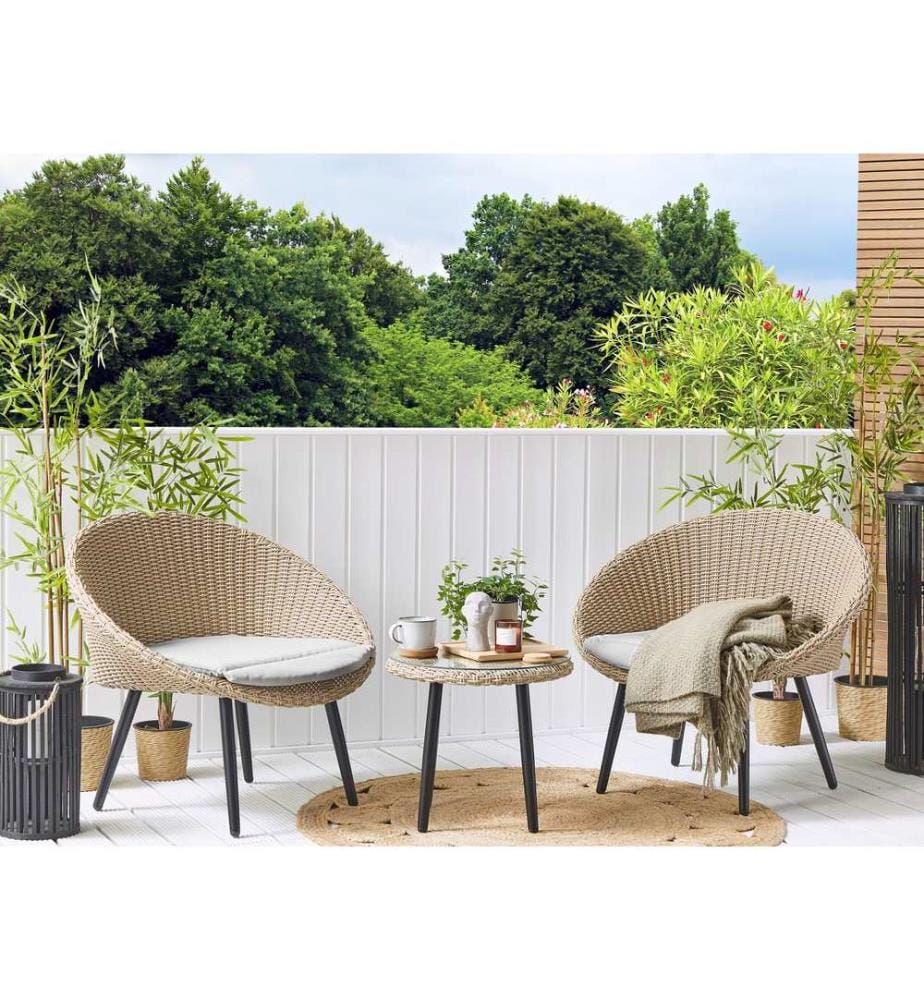 Ensemble bistrot avec coussins ORTIGIA Beige clair Beige