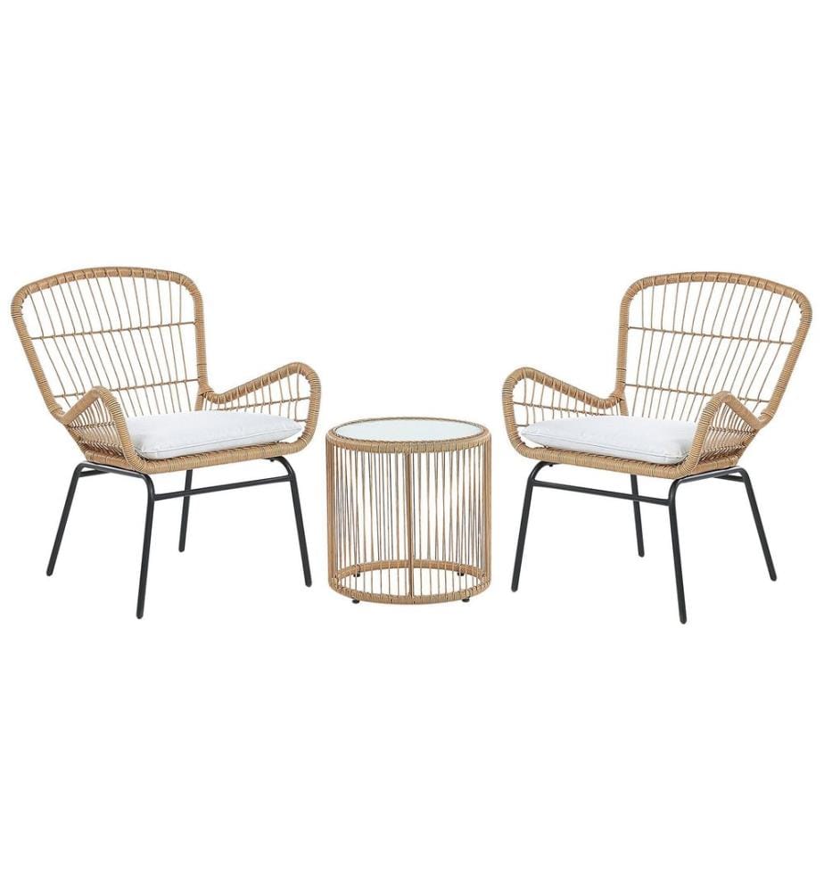 Ensemble bistrot avec coussins LABICO Marron clair