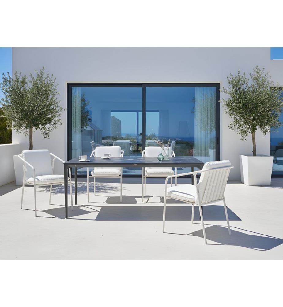 Table de salle à manger de jardin SOVARETO 180 cm 90 cm Effet marbre Marbre noir