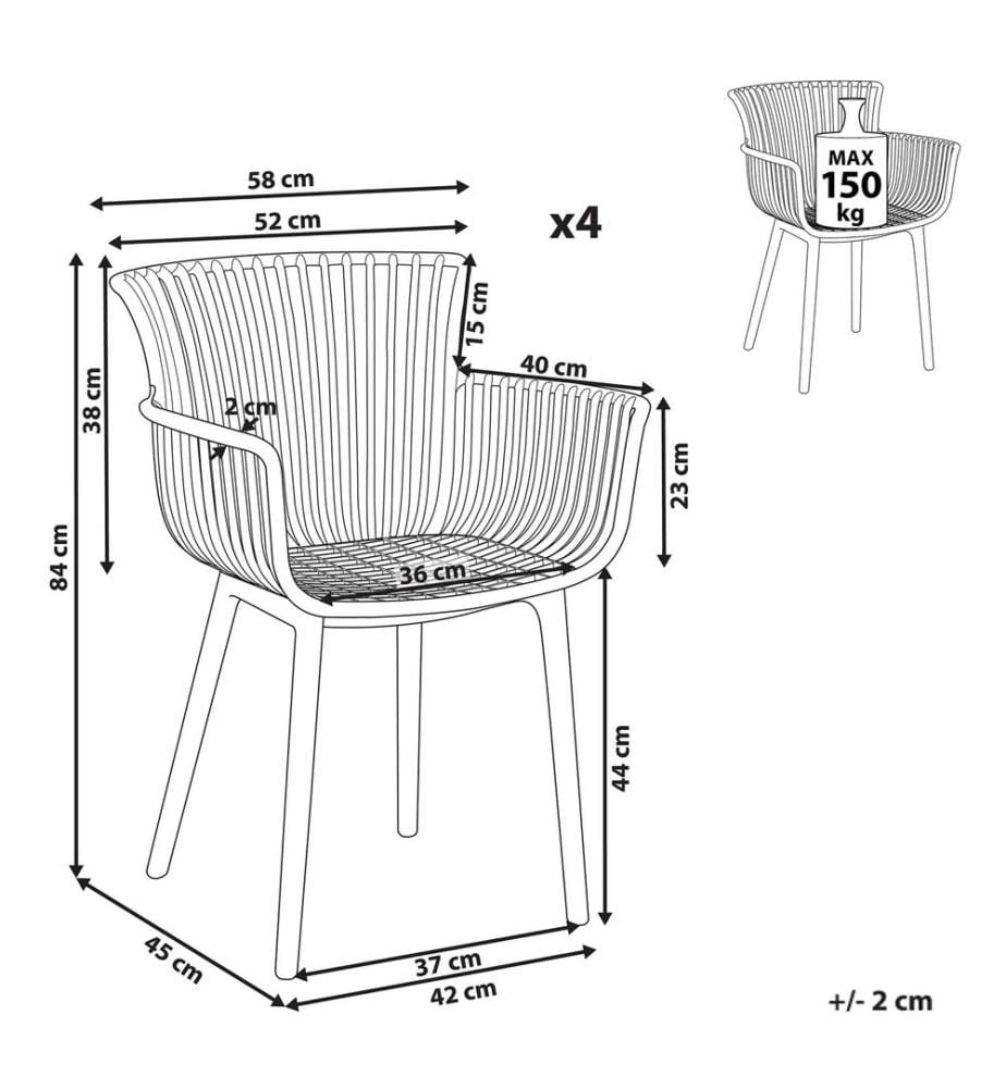 Lot de 4 chaises de jardin PESARO Vert