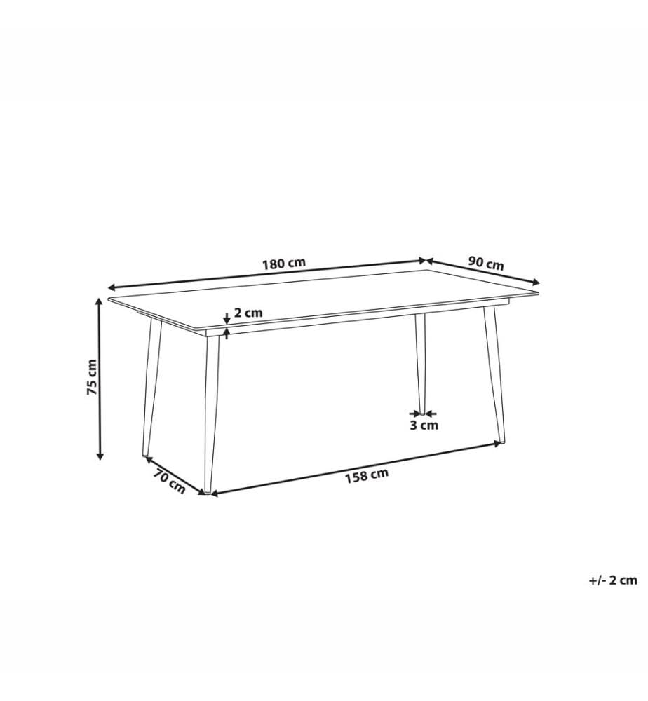 Table de salle à manger de jardin TOLENTINO 180 cm 90 cm Effet pierre Gris