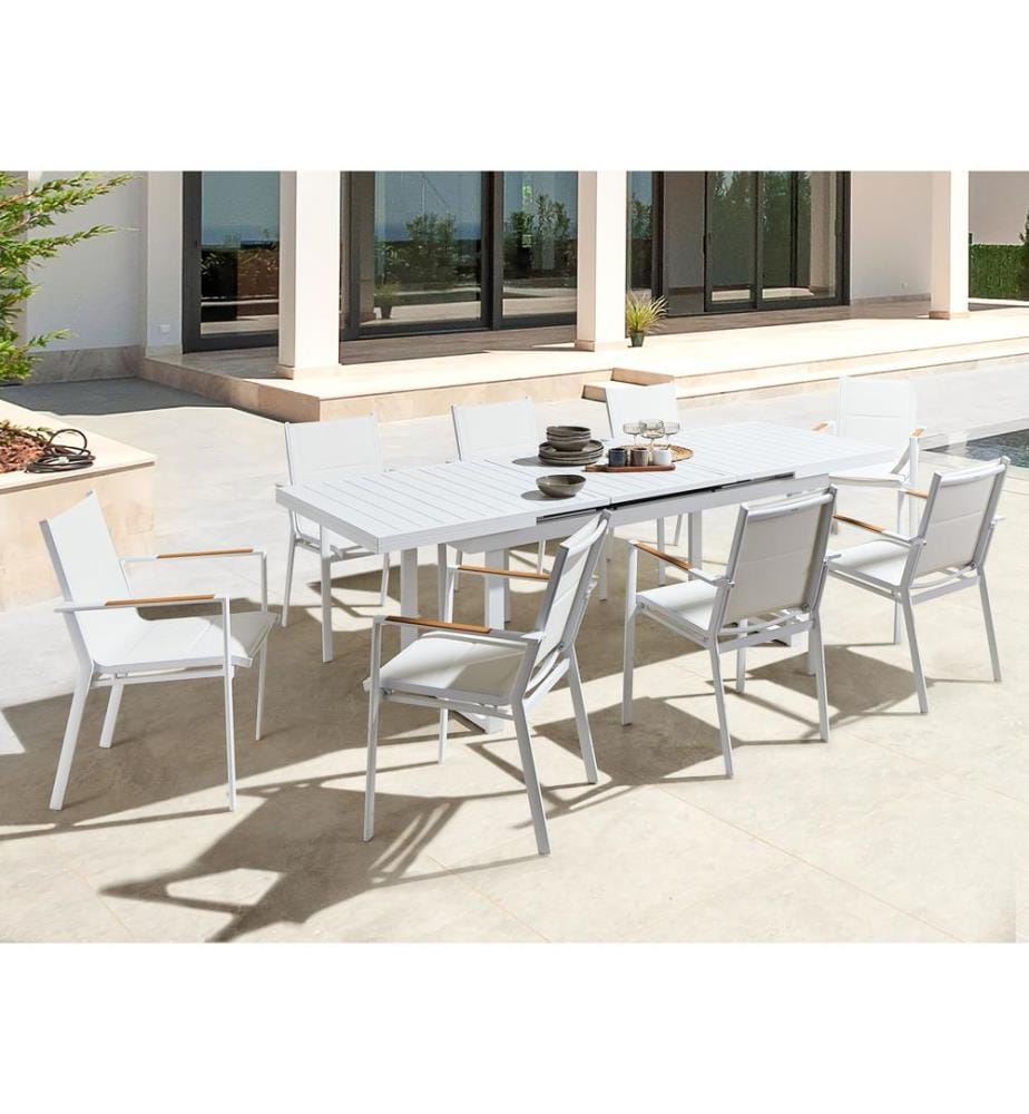 Salle à manger de jardin 8 places VALCANETTO/BUSSETO Métal Blanc