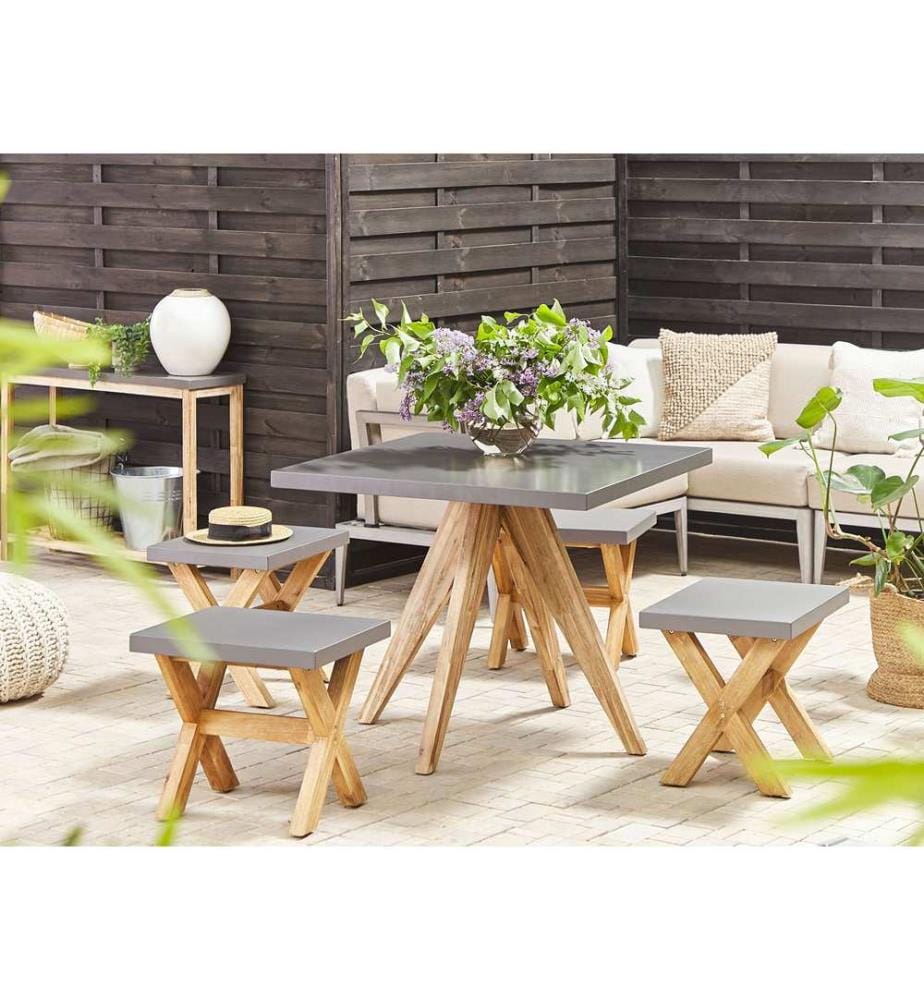 Table de salle à manger de jardin OLBIA 90 cm 90 cm Béton Gris