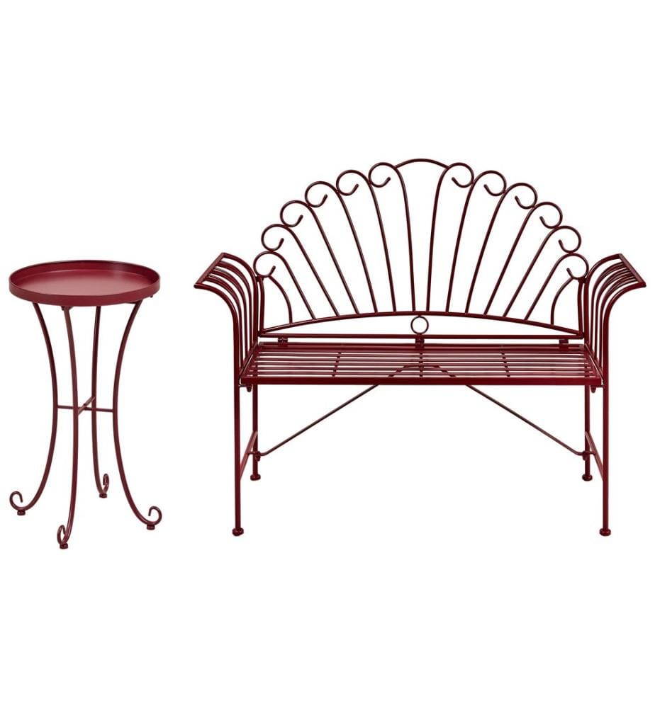 Ensemble bistrot CAVINIA Métal Rouge Bordeaux