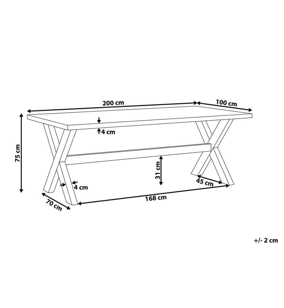 Table de salle à manger de jardin OLBIA 200 cm 100 cm Béton Blanc