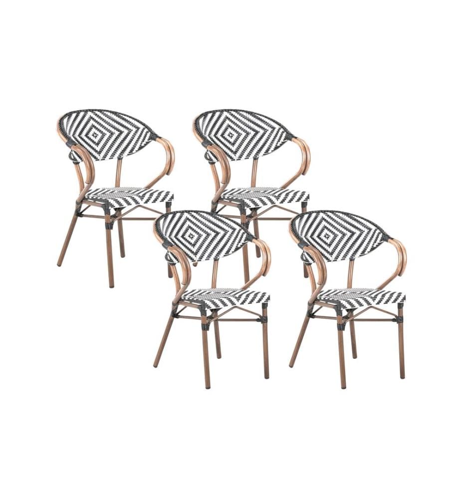 Lot de 4 chaises de jardin CASPRI Noir/blanc