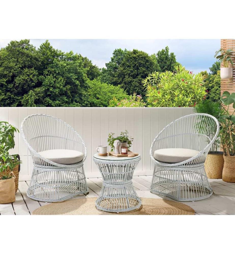 Ensemble bistrot avec coussins MESYNA Blanc