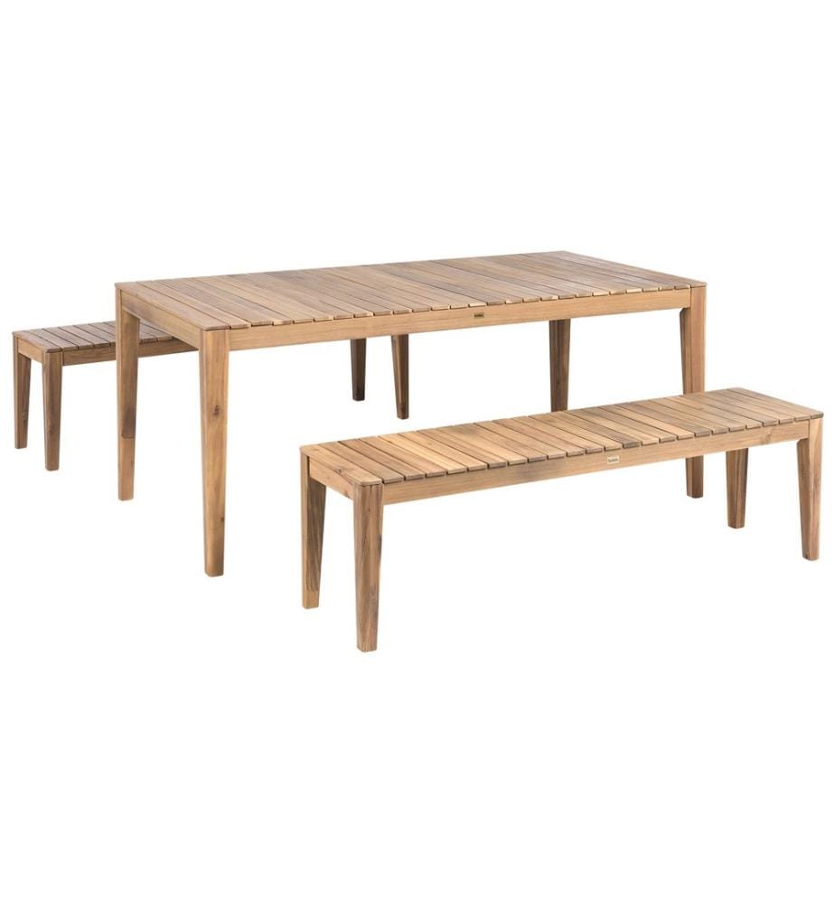 Salle à manger de jardin avec bancs 6 places CHIOGGIA Bois d'acacia certifié Marron clair