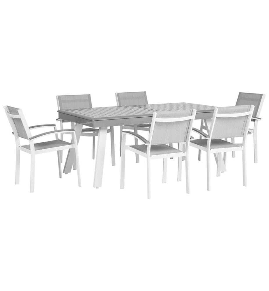 Salle à manger de jardin 6 places PERETA Métal Gris