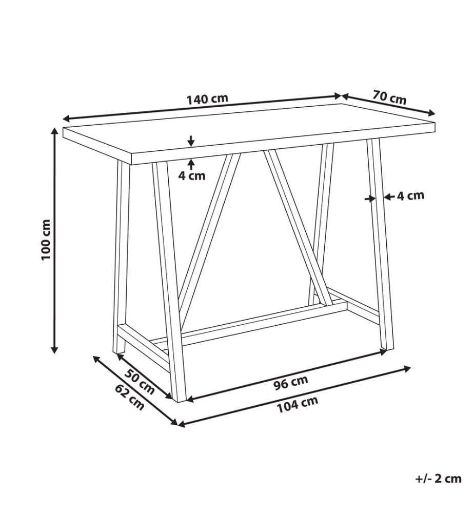 Table de bar de jardin TALAMONE 140 cm 70 cm Gris