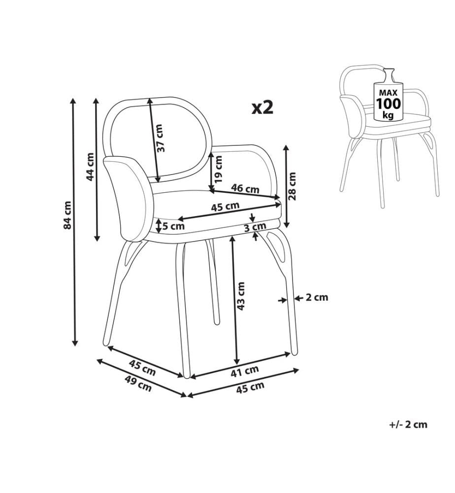 Lot de 2 chaises de jardin avec coussins PRATELLO Naturel