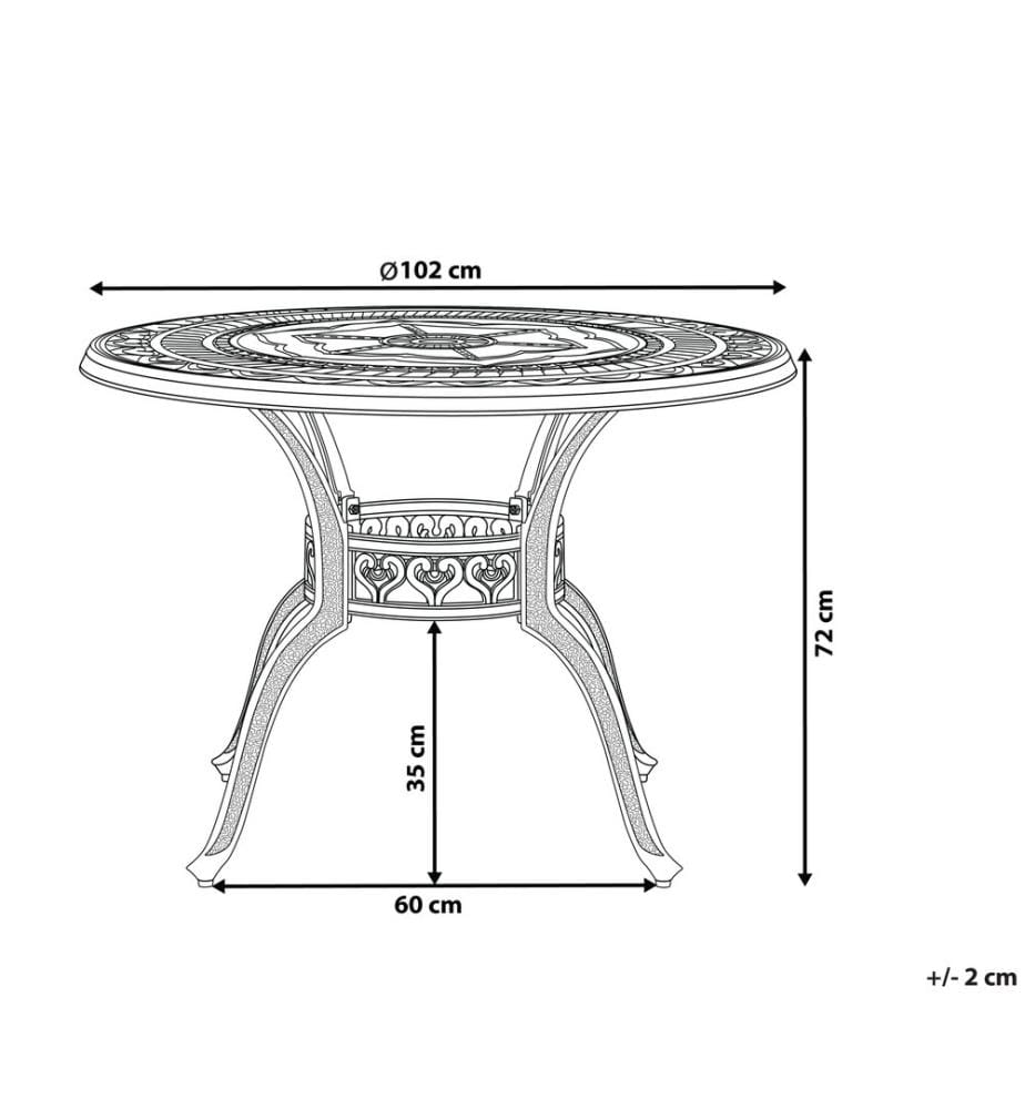 Table de salle à manger de jardin SALENTO 102 cm 102 cm Métal Marron foncé