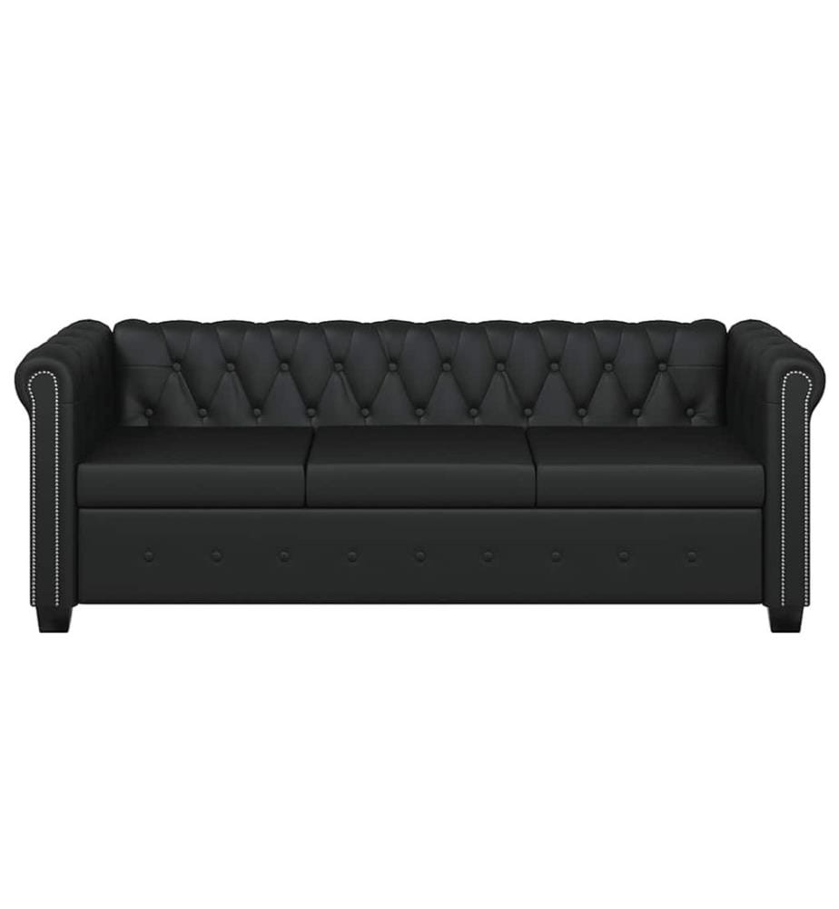 Canapé Chesterfield à 3 places cuir synthétique noir